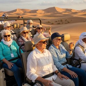 Senior couple relaxing during Dubai desert safari
